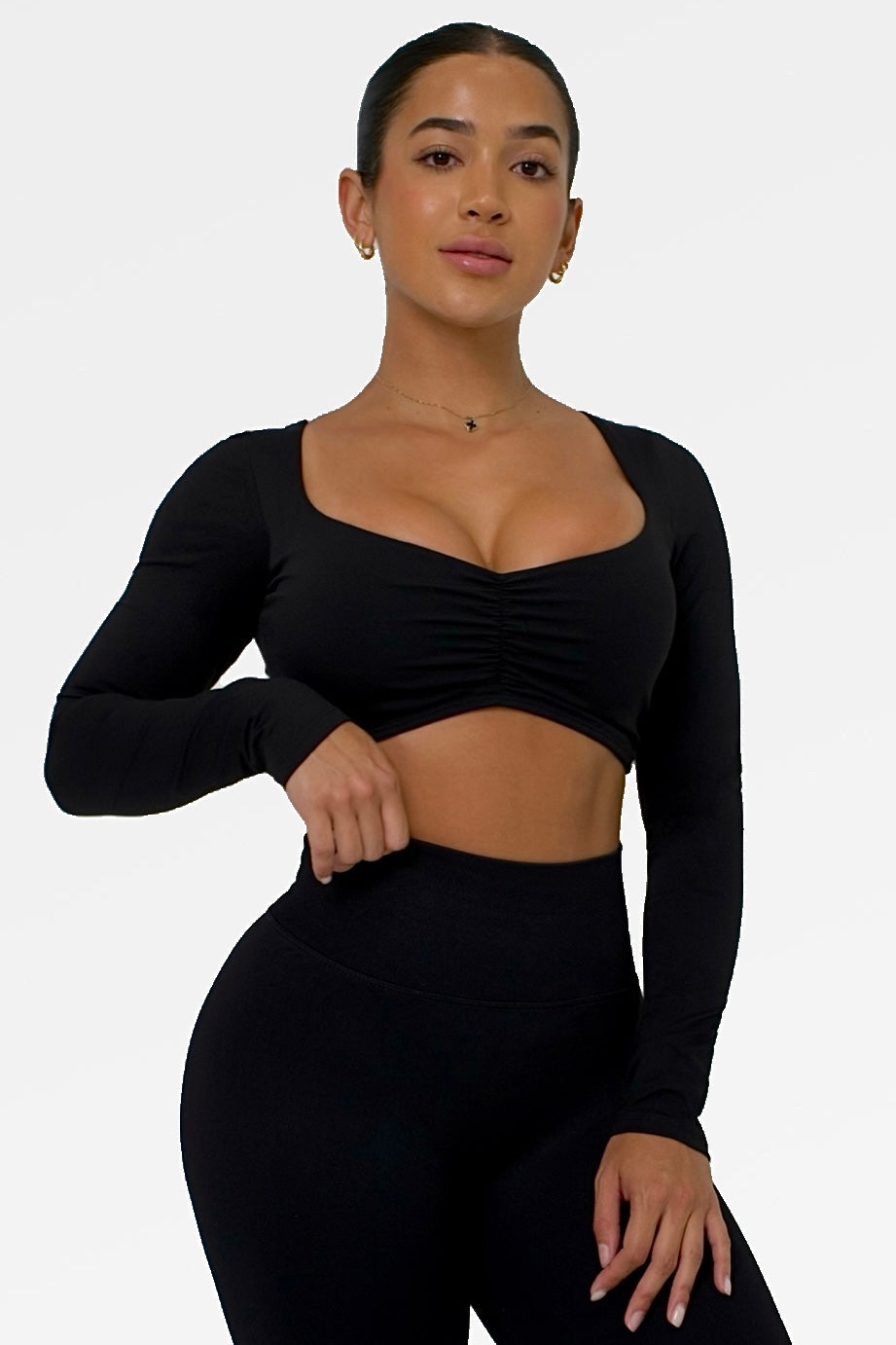 LONG SLEEVE CROP - BLACK